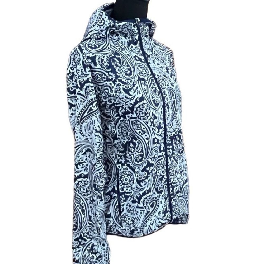 New Balance/J Crew navy paisley hooded wind breaker rain resistant sz S - Picture 6 of 9